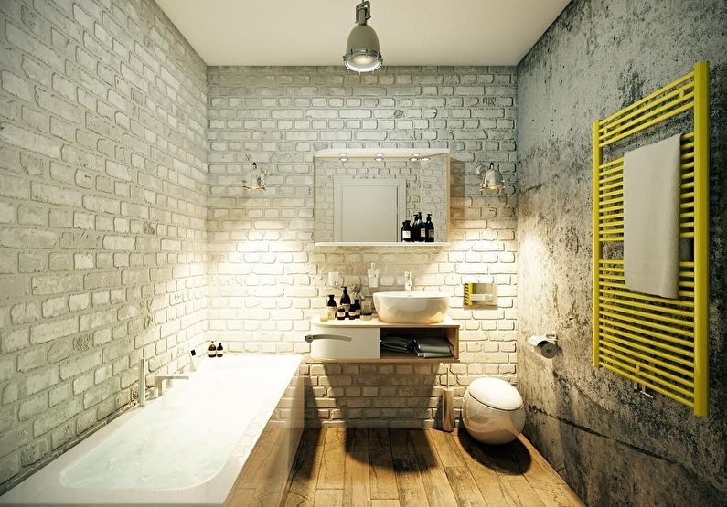Дизайн маленькой ванной комнаты в стиле лофт
