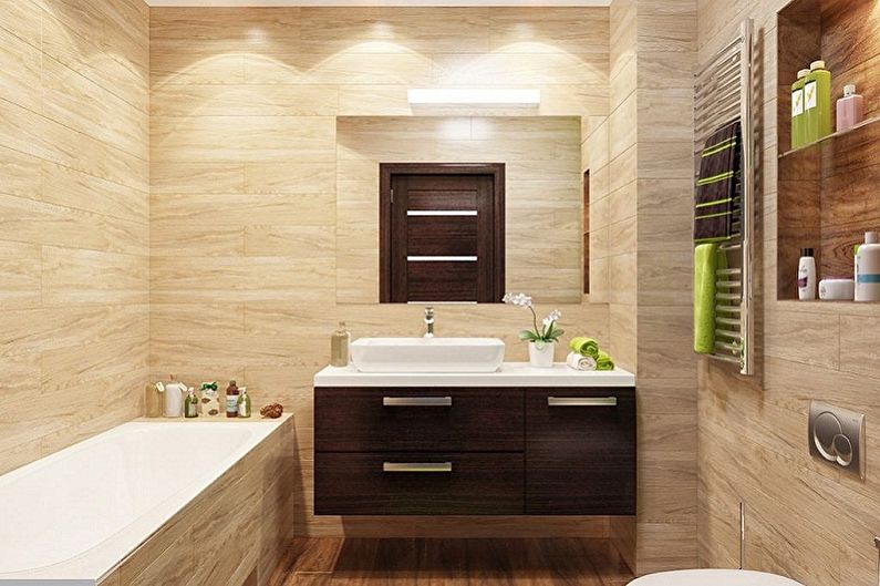 Дизайн интерьера маленькой ванной комнаты - фото